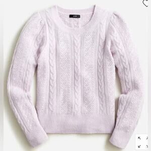 J.Crew Pointelle Cable-Knit Crewneck Sweater Ashen Quartz Sz S Twee Coquette